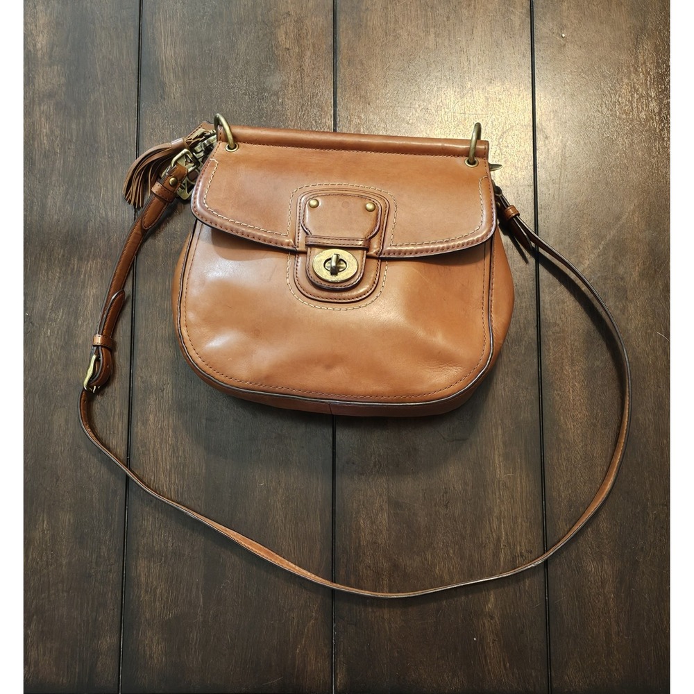 Coach Legacy Legacy Willis Brown Leather Crossbody Satchel Bag Turn Lock 19132